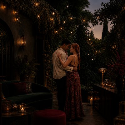 Dark Moody Interior Design couple portrait example