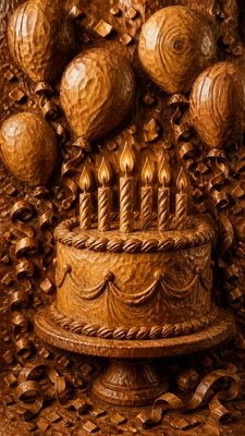 Wood Carving Sculpture Art Style birthday card example