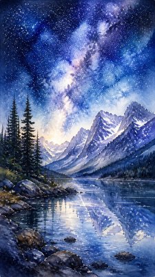 Watercolor Portrait Art Style phone wallpaper example