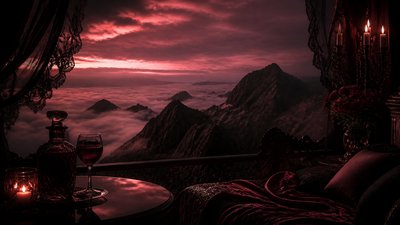 a wide alpine ridge above a sea of clouds, no people — Dark Feminine Aesthetic wallpaper