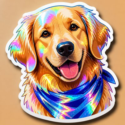 Holographic Sticker Design pet portrait example