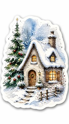 Hand-Drawn Sticker Design Christmas card example