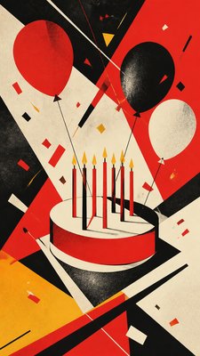 Constructivism Art Style birthday card example