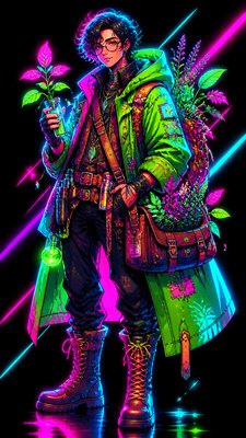 Neon Pop Art Style character design example