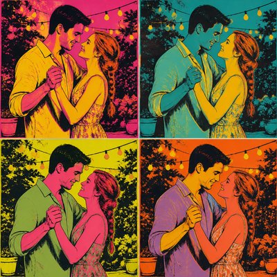 Celebrity Portrait Pop Art Style couple portrait example