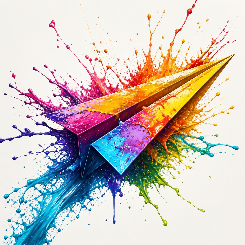 a paper plane, clean minimal composition on a plain background, no text — Color Splash icon