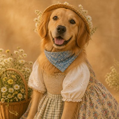 Cottagecore Fashion Style pet portrait example