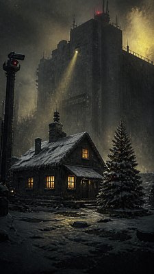 Dystopian Sci-Fi Art Christmas card example