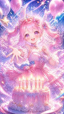 Magical Girl Anime Art Style birthday card example