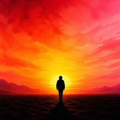 Sunset Silhouette Art Style album cover example