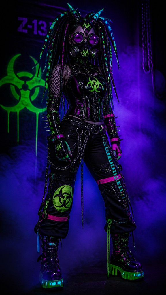 full-length portrait of an elegant figure — Cybergoth Aesthetic