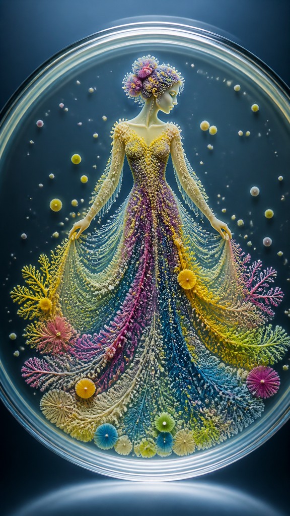 full-length portrait of an elegant figure — Bacteriological Agar Art