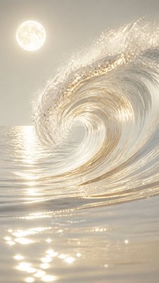 an ocean wave curling under moonlight, no people — Clean Girl Aesthetic wallpaper