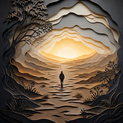 Paper Cut Art Style album cover example