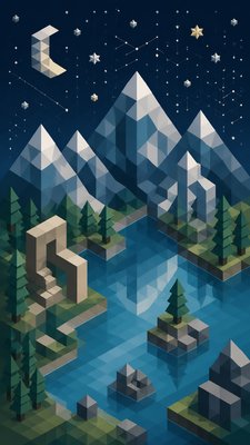 Isometric Geometric Art phone wallpaper example