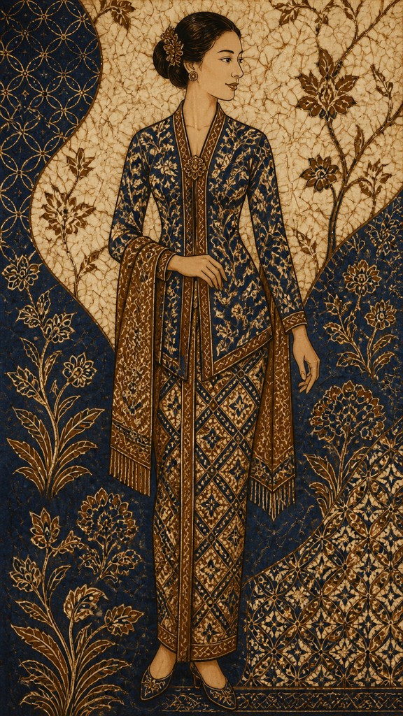 full-length portrait of an elegant figure — Batik Art Style