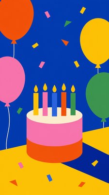 Color Field Minimalism Art Style birthday card example