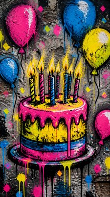 Street Art Style birthday card example