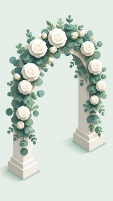 Isometric Icon Design wedding invitation example