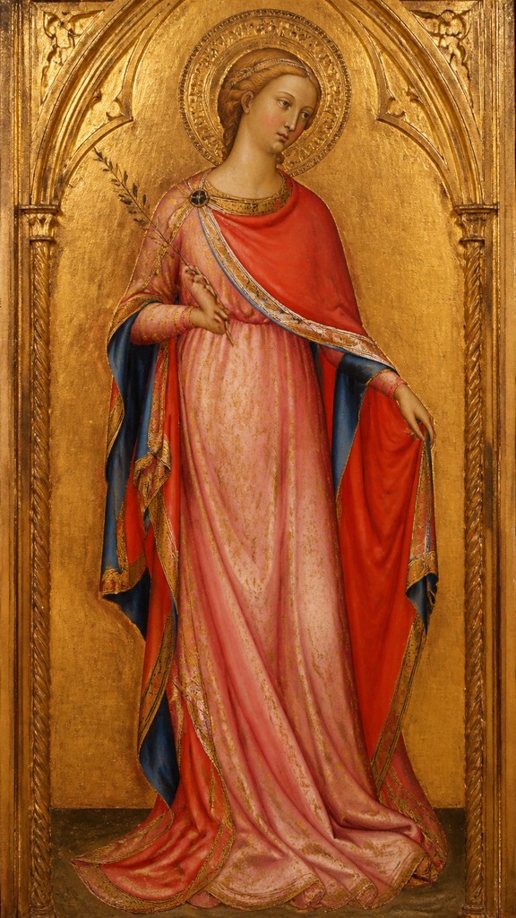 full-length portrait of an elegant figure — Sienese Gothic Art Style