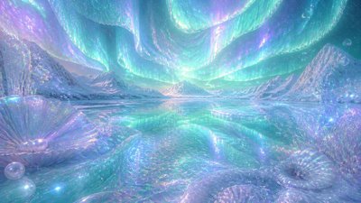 a sweeping aurora over a frozen lake, no people — Mermaidcore Aesthetic wallpaper
