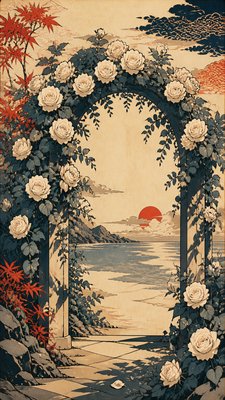 Ukiyo-e Anime Fusion Portrait wedding invitation example