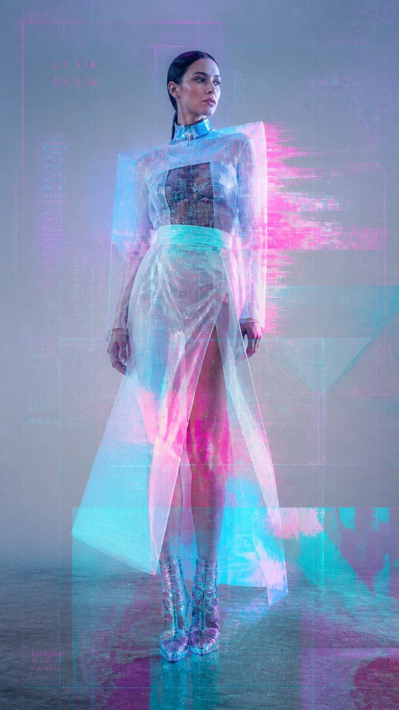 full-length portrait of an elegant figure — Augmented Reality Contemporary Art Style