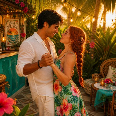 Tropicalcore Aesthetic couple portrait example