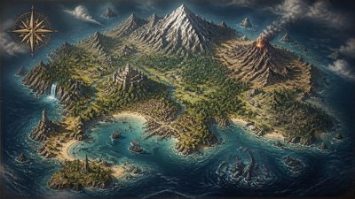 Semi-Realistic Anime Art Style fantasy map example