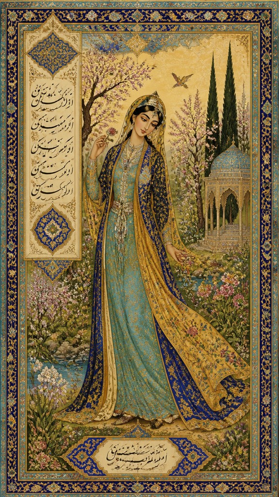 full-length portrait of an elegant figure — Persian Art Style