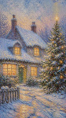 Impressionism Art Style Christmas card example