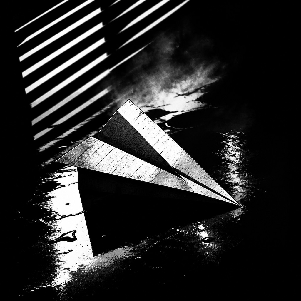 a paper plane, clean minimal composition on a plain background, no text — Noir Comic Art icon