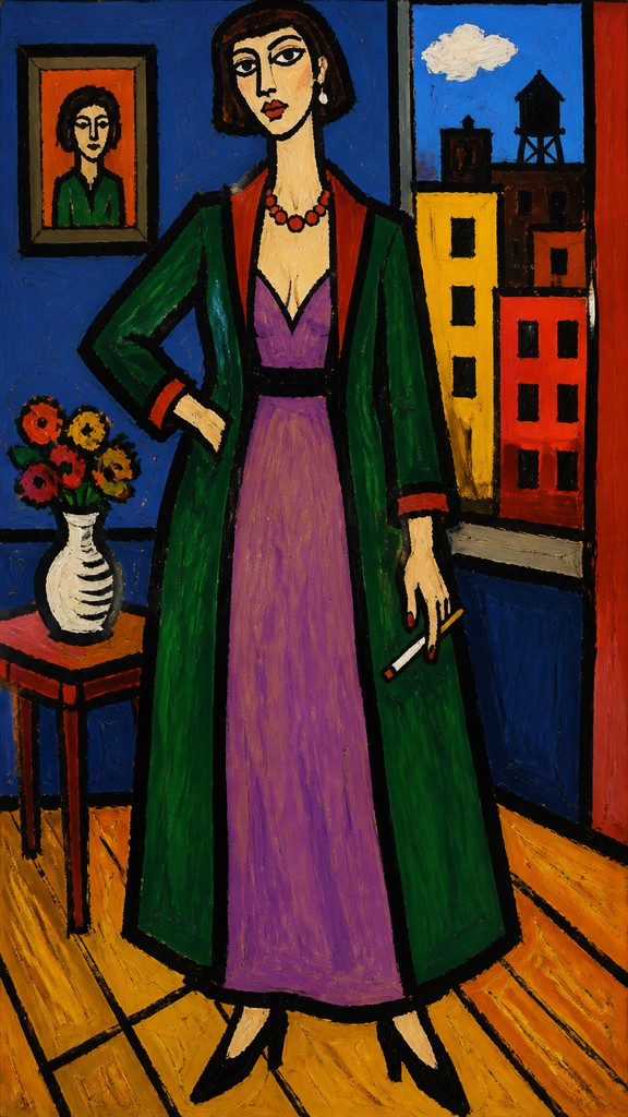 full-length portrait of an elegant figure — Stuckism Art Style