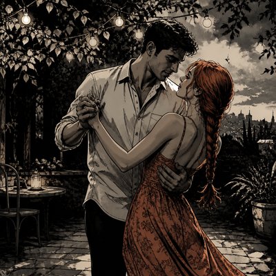 Graphic Novel Art couple portrait example