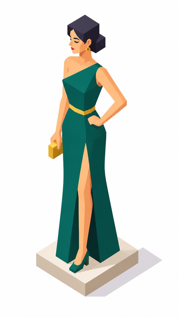 full-length portrait of an elegant figure — Isometric Icon Design