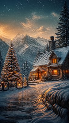 Matte Painting Digital Art Style Christmas card example