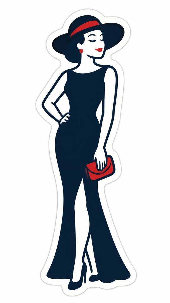 full-length portrait of an elegant figure — Minimalist Sticker Design