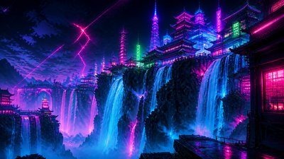 Cyberpunk Neon Anime Art Style concept art example