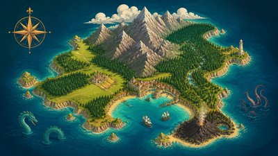 Digital Illustration Portrait Style fantasy map example