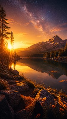 Golden Hour Landscape Photography Style phone wallpaper example