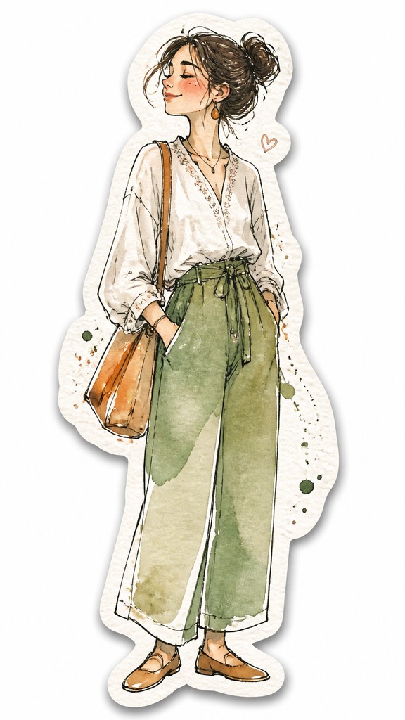 full-length portrait of an elegant figure — Hand-Drawn Sticker Design