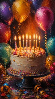 Oil Portrait Art Style birthday card example