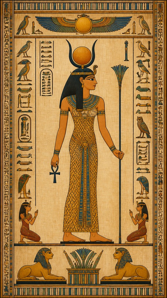 full-length portrait of an elegant figure — Ancient Egyptian Art Style