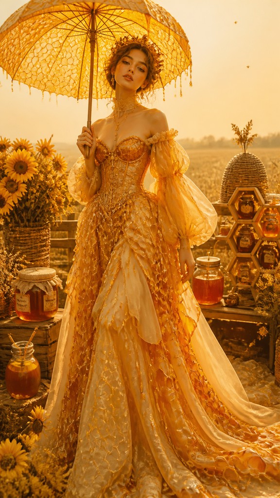 full-length portrait of an elegant figure — Honeycore Aesthetic