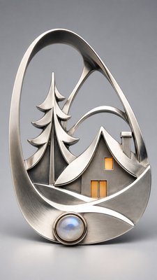 Modernist Silver Jewelry Design Christmas card example