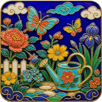 Enamel Cloisonné Jewelry Design coloring page example