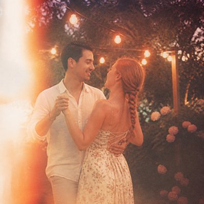 Vintage Film Burn couple portrait example