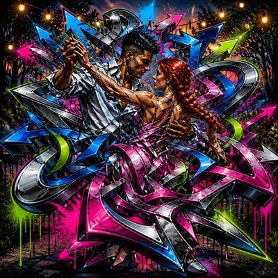 Wildstyle Graffiti Street Art Style couple portrait example