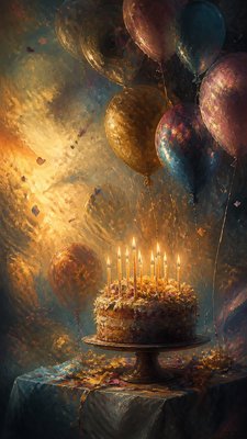 Neo-Romanticism Art Style birthday card example