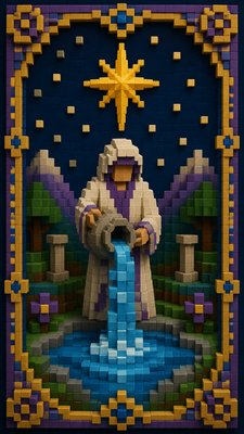 Blocky Art Style tarot card example